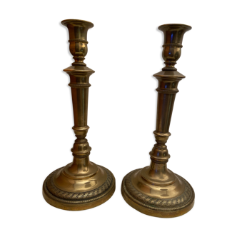 Pair of brass candle holders