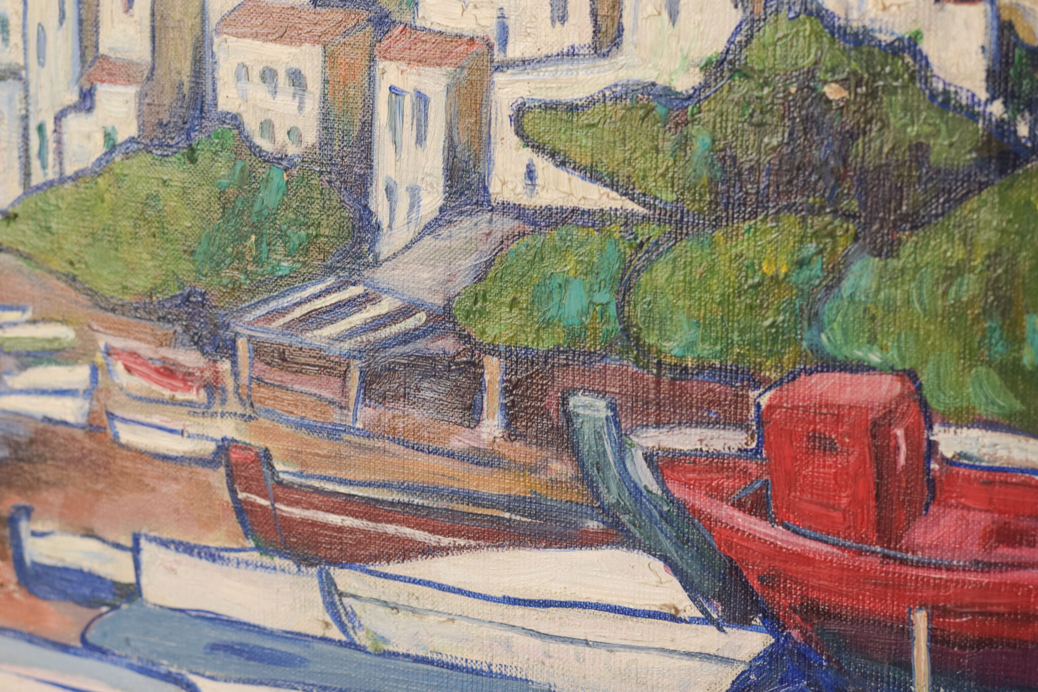 Fishing village with boats