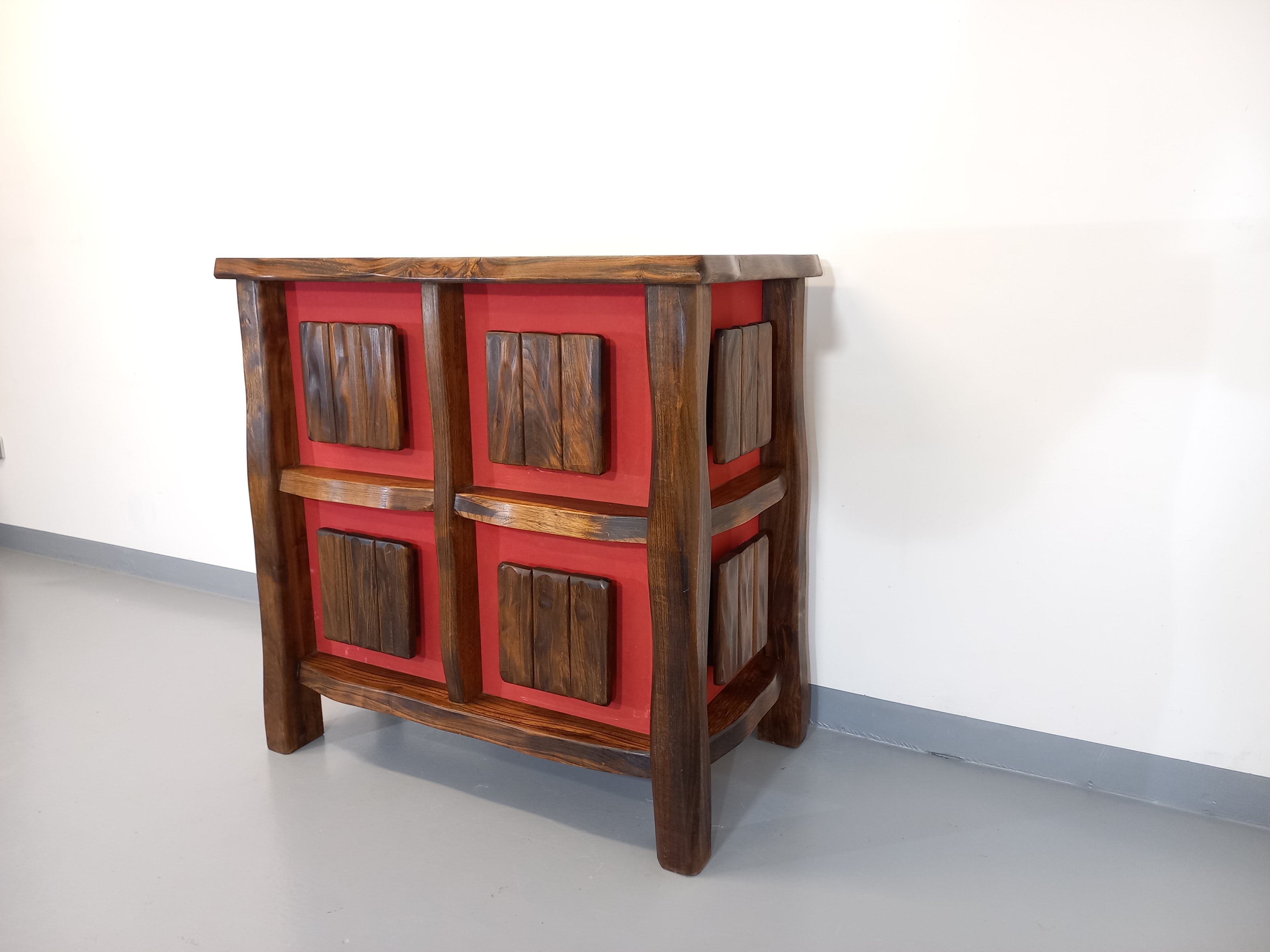 Bright brutalist bar furniture aranjou vintage from the 50s 60s in solid elm