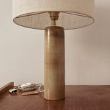 Lampe grès et jute tissée