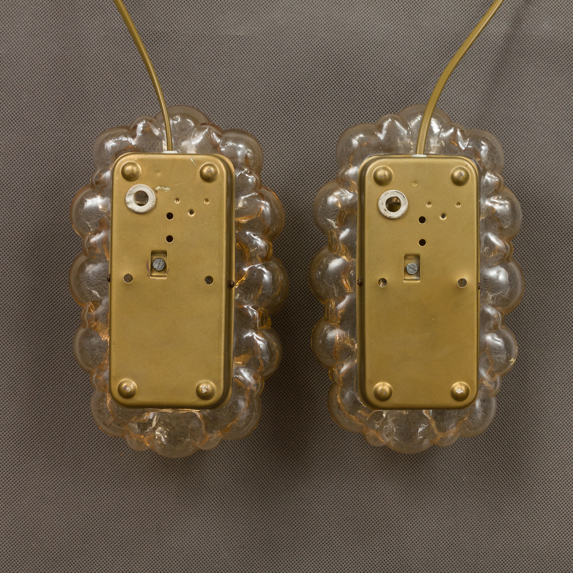 Pair of  bubble glass wall lamps by Helena Tynell for Limburg 1960