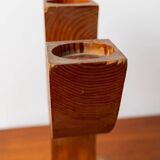 Bois Wood Candle Holder, Solid Wood, Made in Italy, Mid-Century 1950s Three-Arm Silhouette