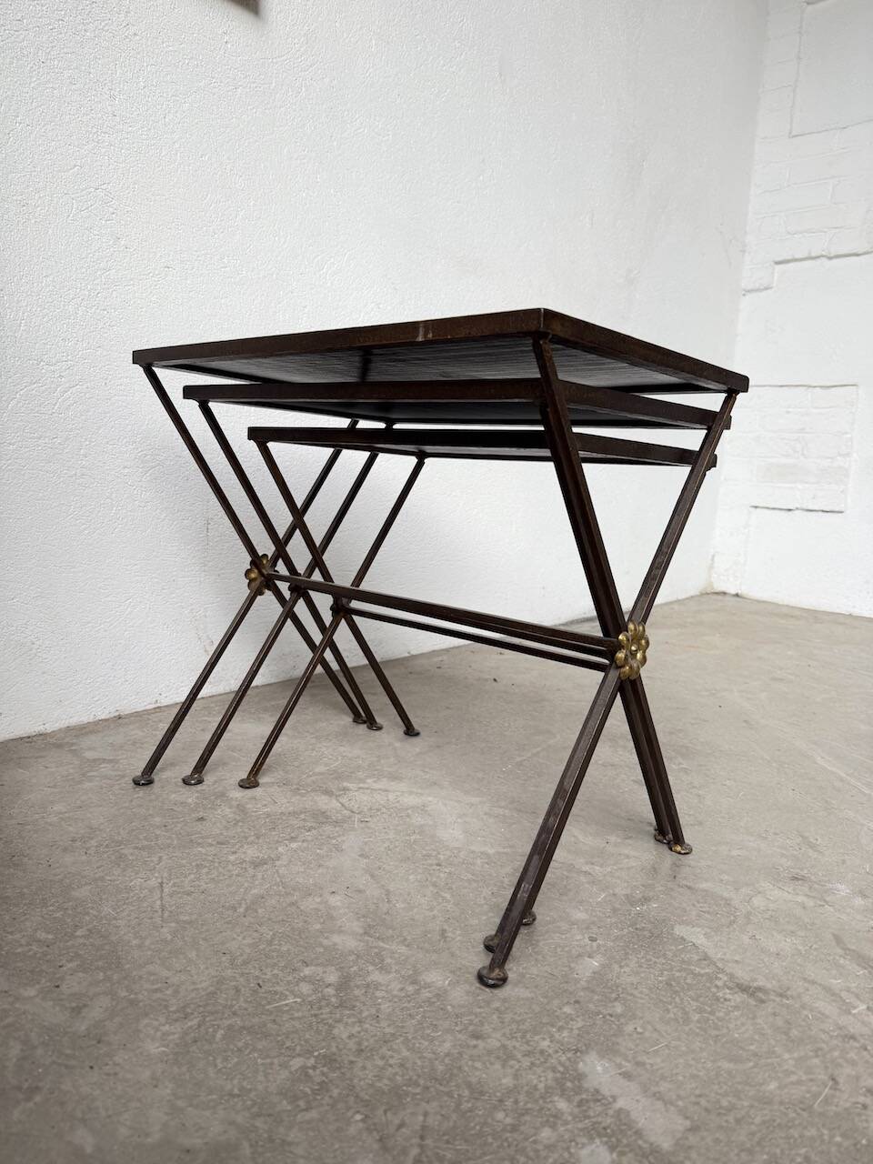 Adnet 1950s nesting tables trio