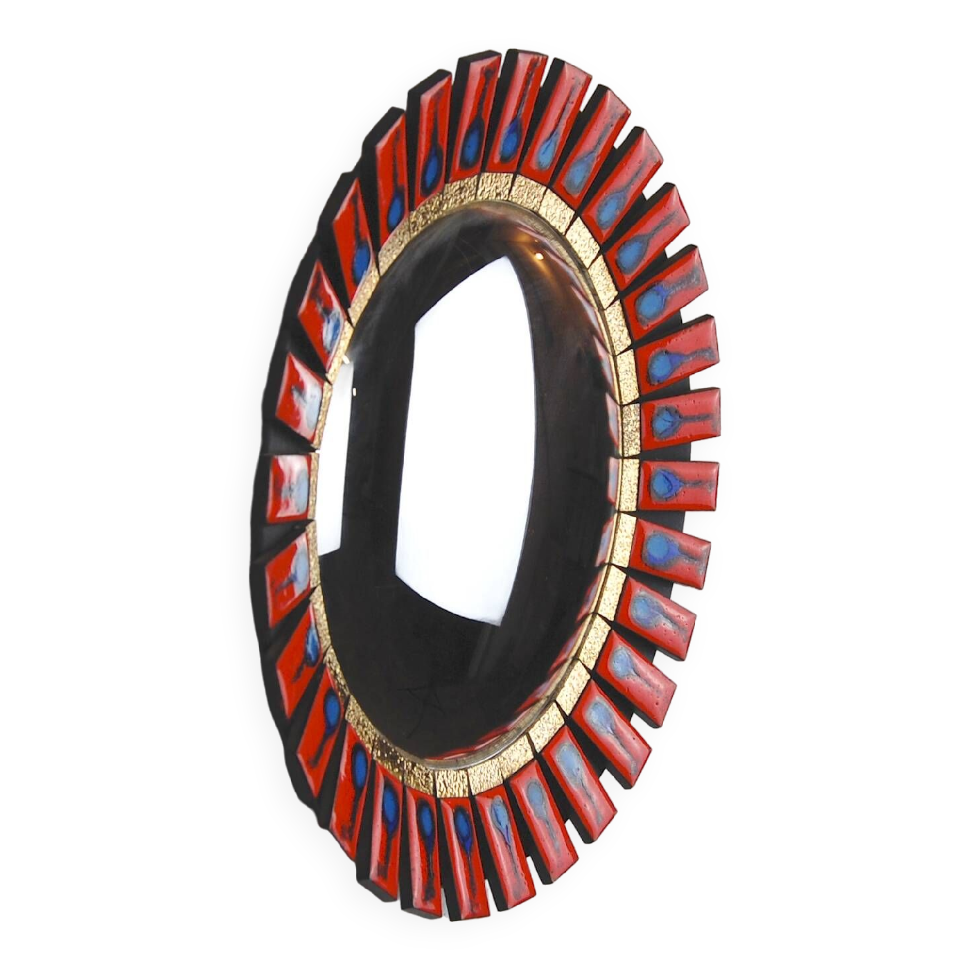 Vintage convex & ceramic sun mirror