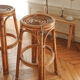 Pair of Louis Sognot bar stool in rattan 1950