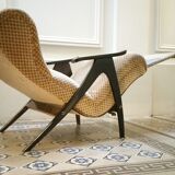 Fauteuil Wing chair à système de relaxation année 50/60