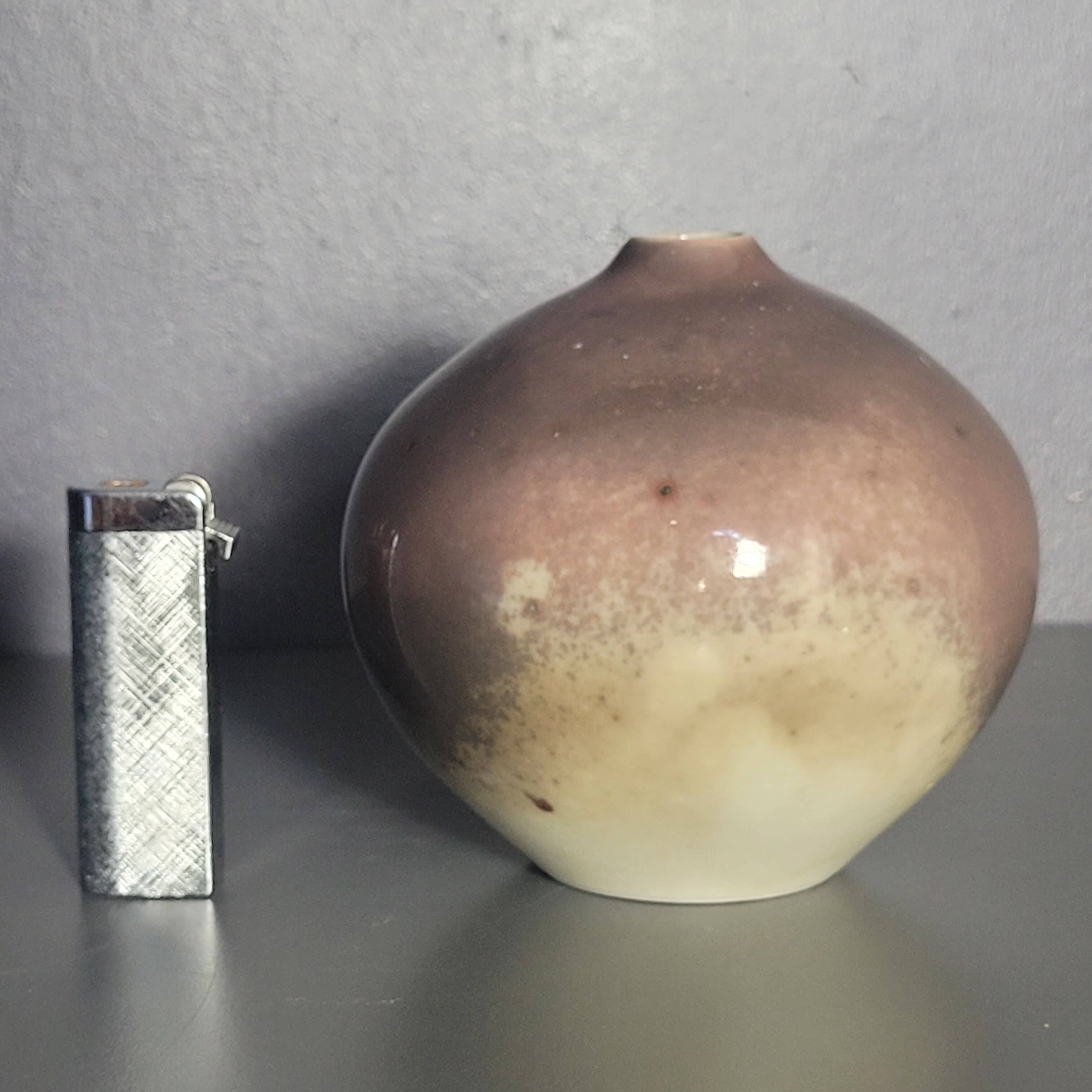 Fance Franck brown enameled ceramic ball vase