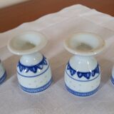 Set of 4 blue and white egg cups