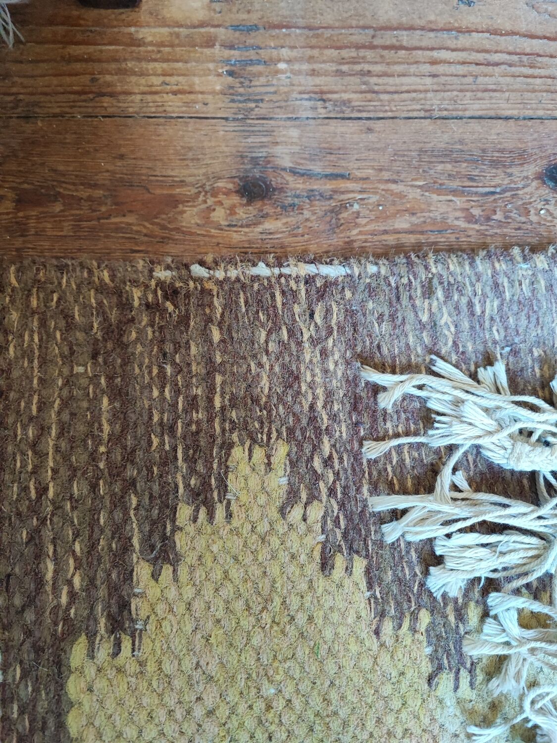 Vintage yellow Scandinavian kilim rug