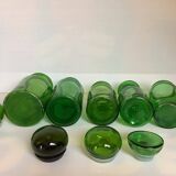 Five green glass candy boxes from the 70s