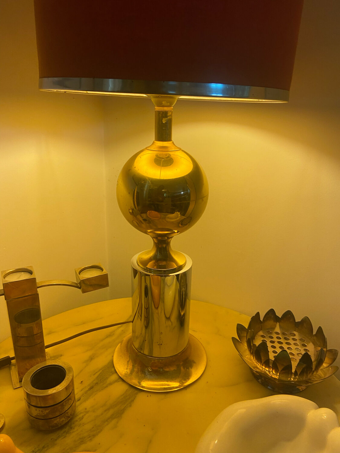 Lamp 70s silver and gold