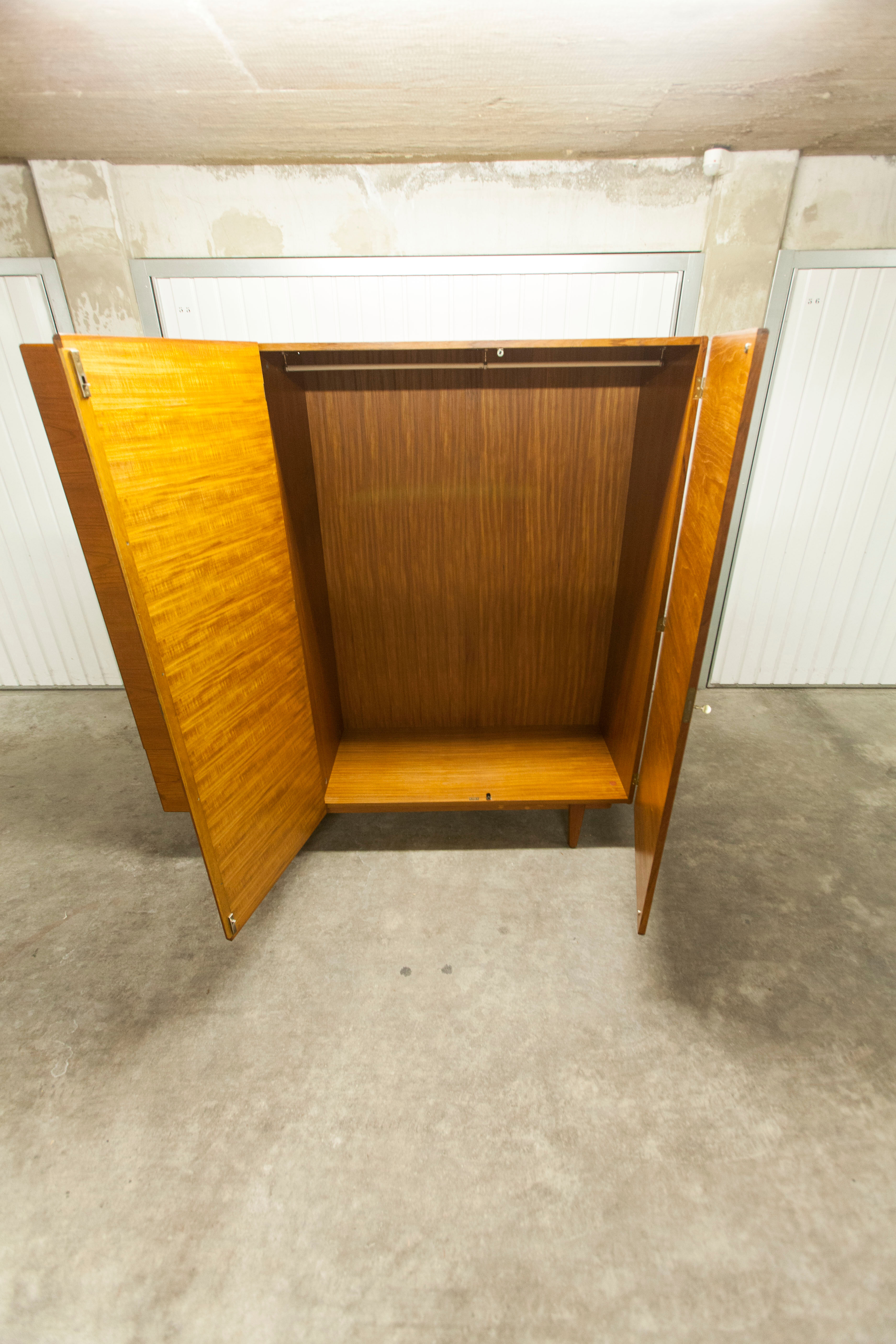 Danish Scandinavian wardrobe signed Sven Ellekaer 1960 3 doors 2 drawers with mounting plan
