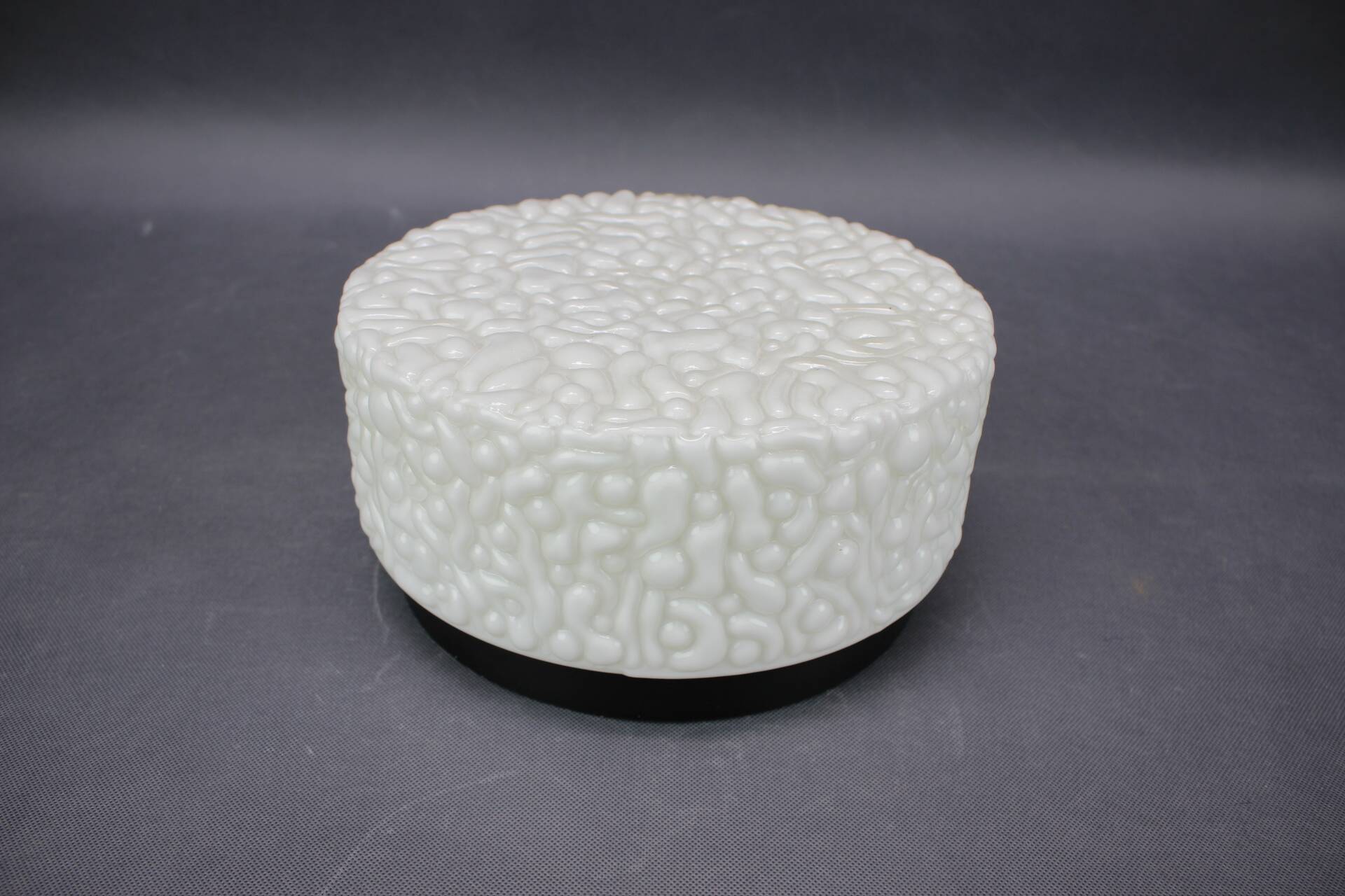 Textured milky glass ceiling light from the mid-century, Czechoslovakia, 1960s.
