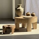 Oval petrified wood dish or bowl with grey edges D28x24 -3779