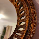 Patinated golden brass mirror 30x30cm