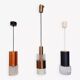 Three vintage pendant lamps, copper, aluminum and glass.