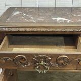 Early 20th century Breton oak serving trolley with a marble top