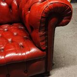 Canapé Chesterfield 3 places cuir rouge