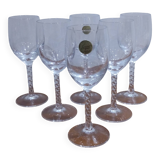 Very Beautiful Box of 6 Fleury Port or Aperitif Glasses in Arques Crystal