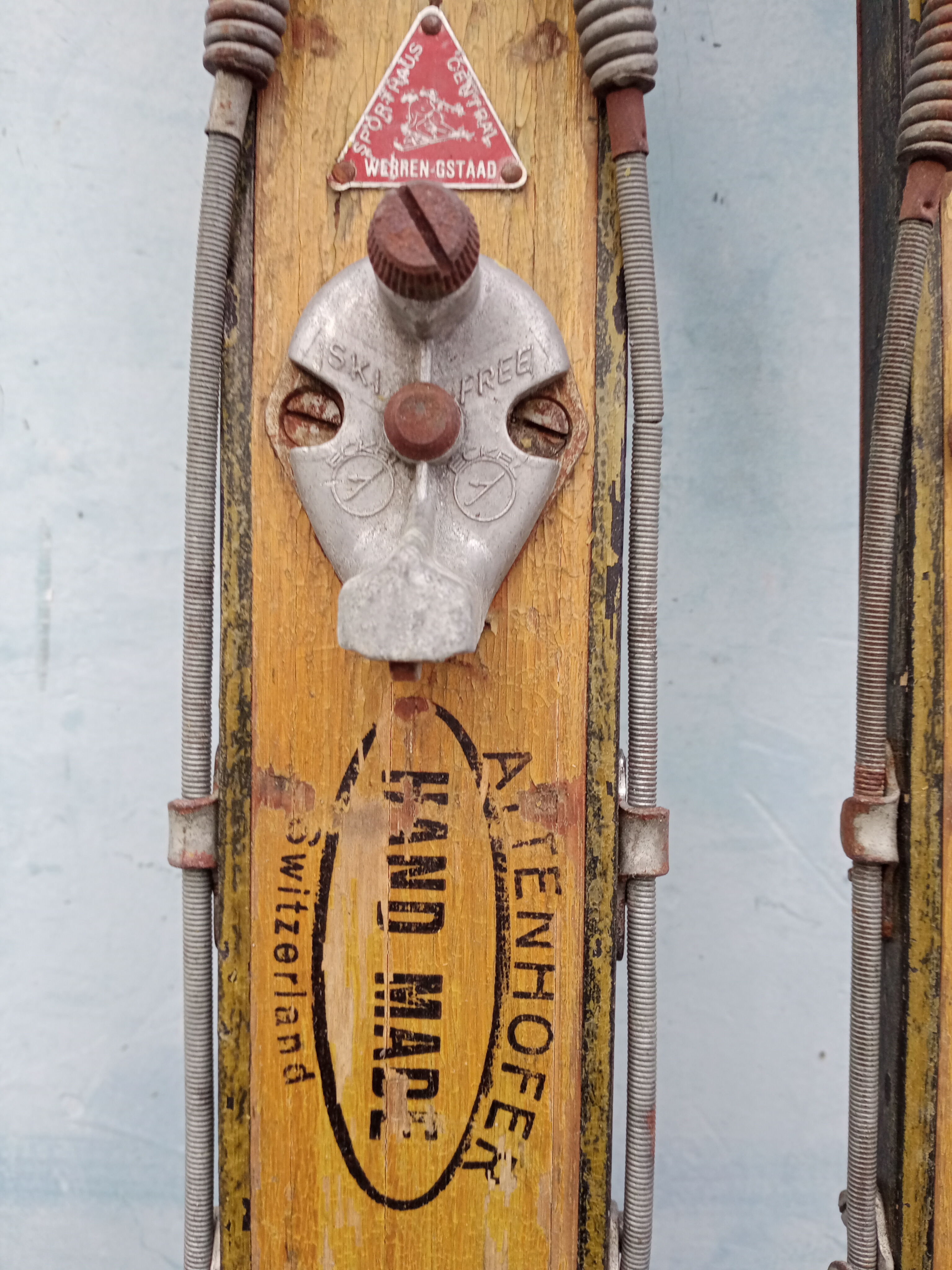 Pair of vintage wooden skis