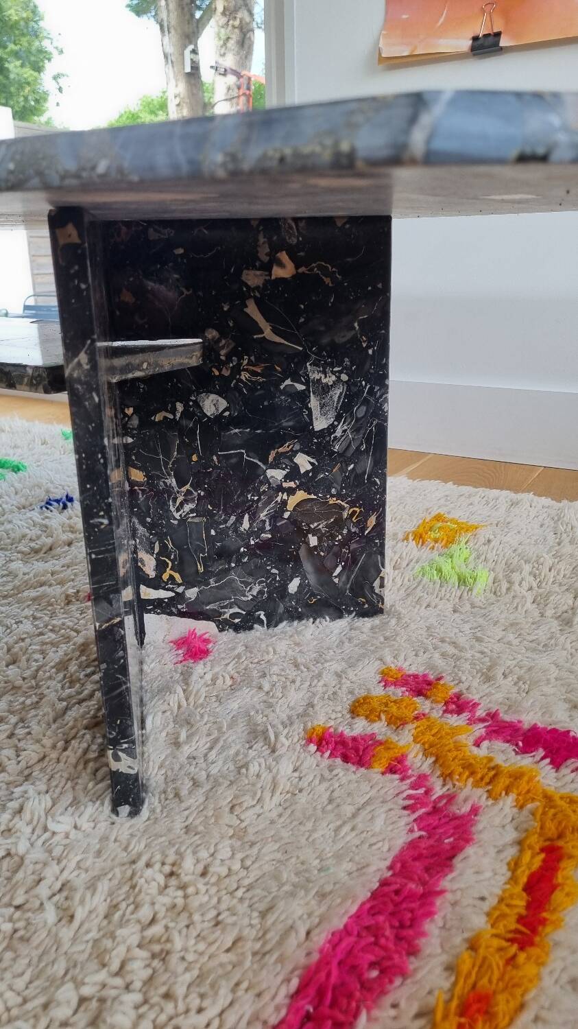 Vintage black terrazzo coffee table