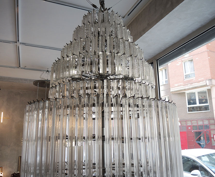 Monumental chandelier of art deco style in metal & crystal