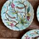 Set of 3 antique plates in majolica with bird designs.