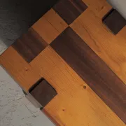 Table basse artisanale à plateau graphique, vers 1980