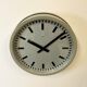 Grey Industrial Station Wall Clock from Nedklok, 1960