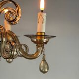 Venetian chandelier in golden Murano glass with a black border, circa 1950