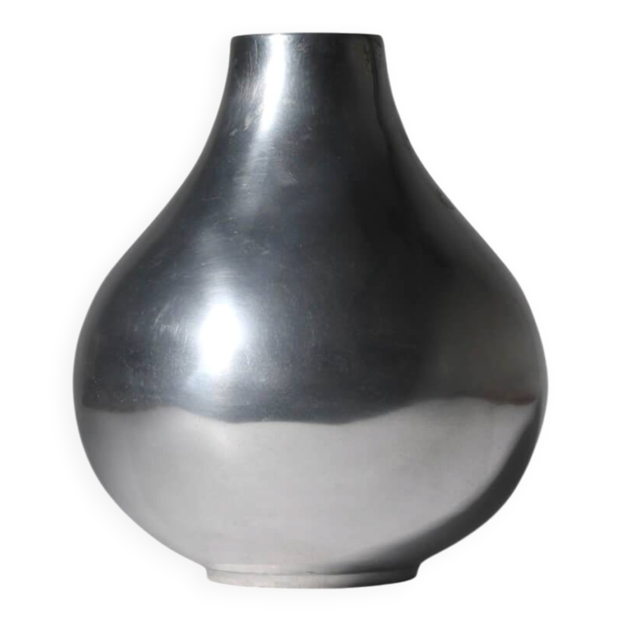 Vase bulbe en aluminium poli, moyen