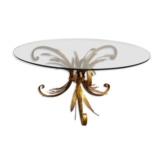 Gilt metal sheaf of wheat coco chanel coffee table 1960s
