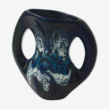 Vase en céramique bleue