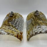 Duo of two-tone Murano Mazzega wall lights 1970