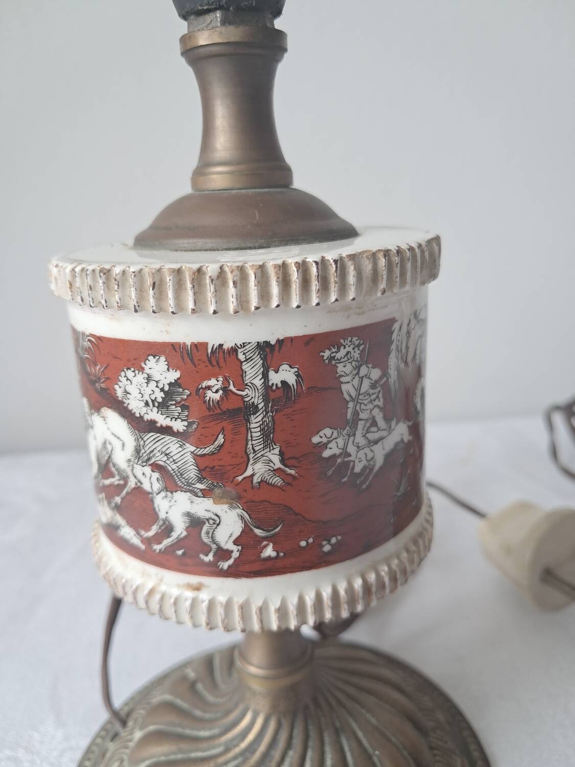 Pair of vintage brass/ceramic lamps