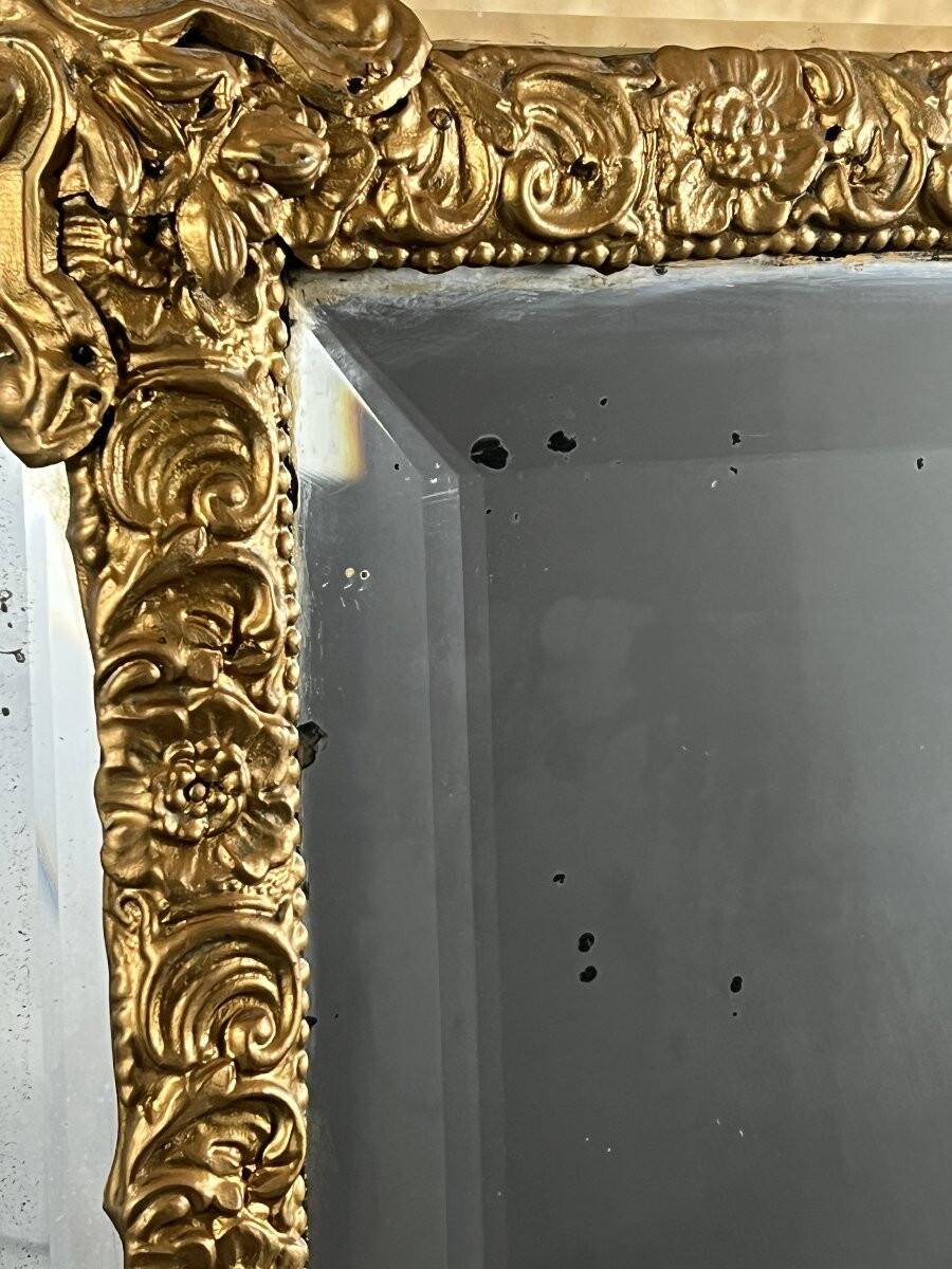 Large antique gilded metal mirror, 19th century