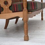 1970s, Danish 3-seater sofa, green furniture wool, oak wood.
