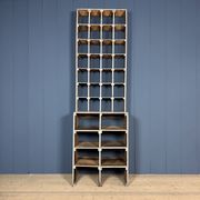 Large old industrial wooden workshop pigeonhole cabinet