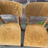 4 bistro chairs Curved wood Restaurant Paris bistro baumann 1970