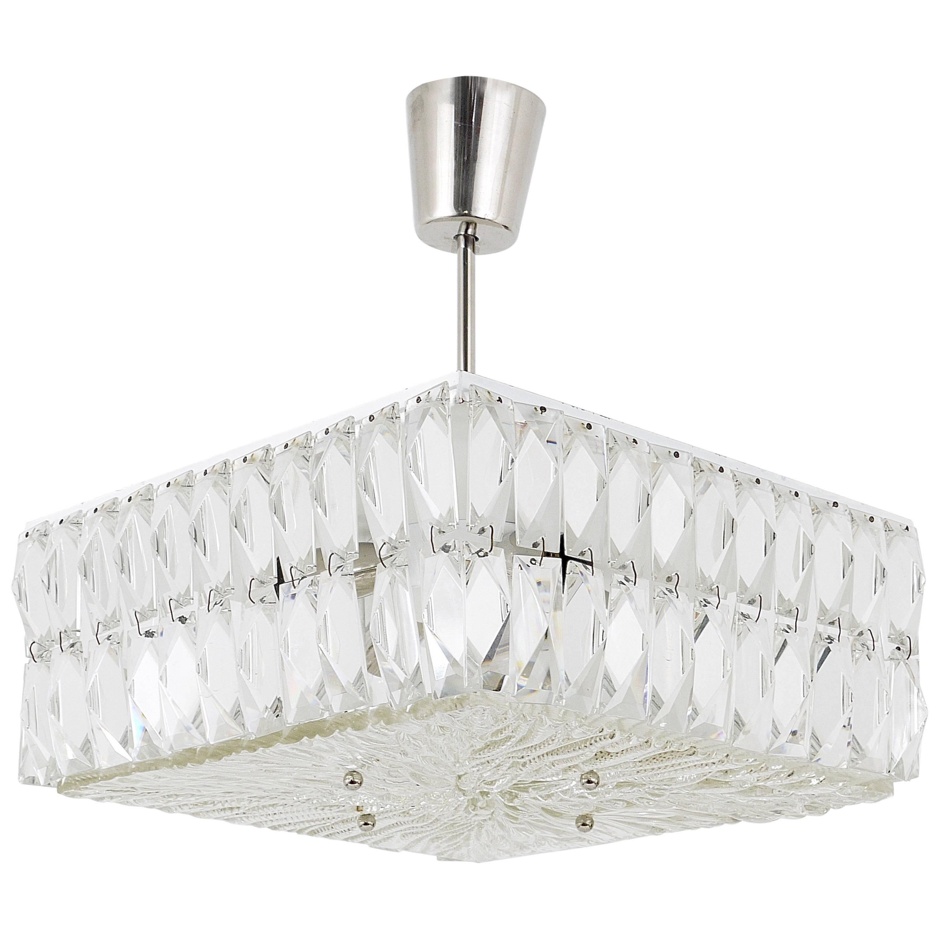 Bakalowits Vienna Faceted Crystal Chandelier Mid-Century, Austria, 1960s