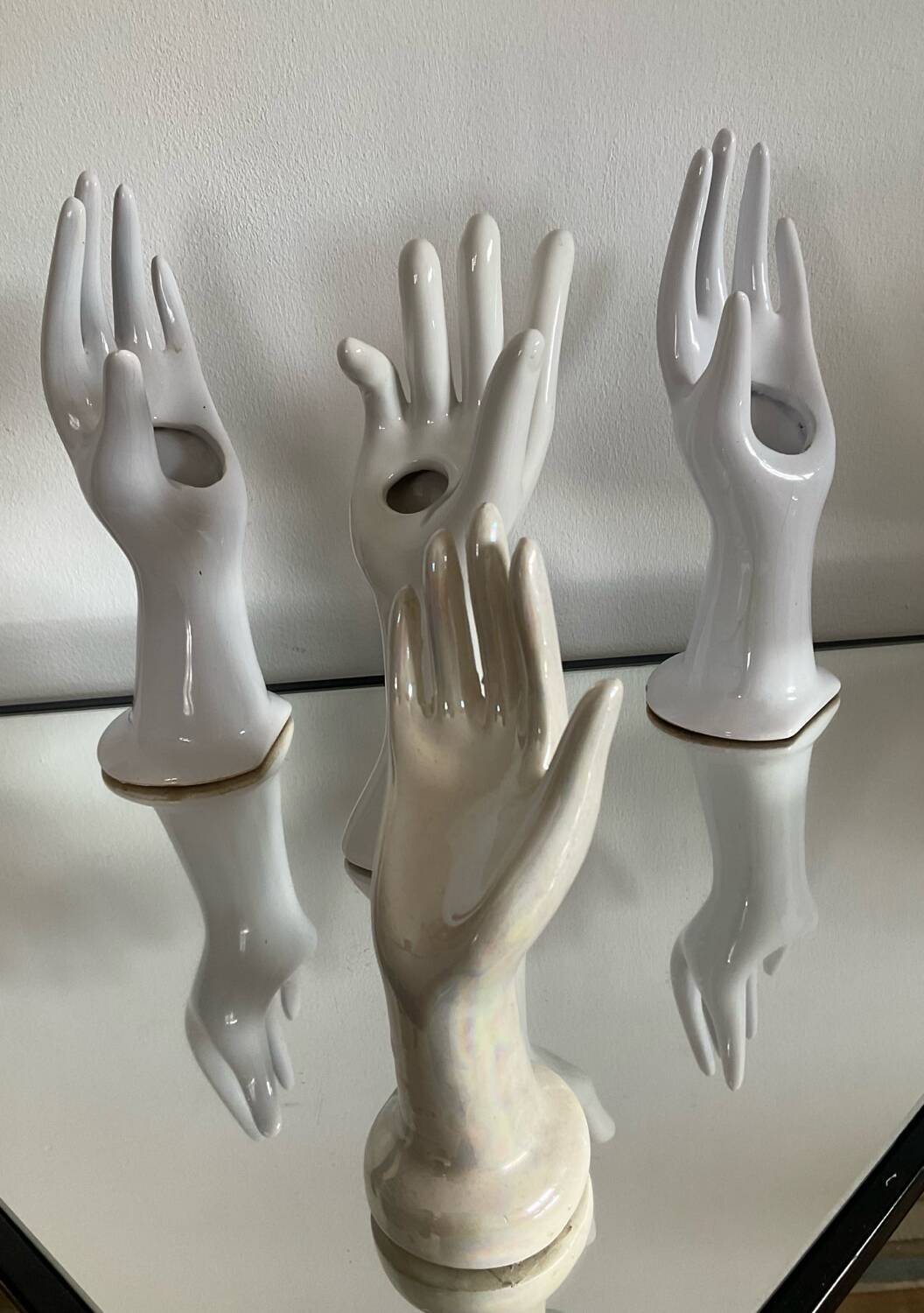 Set of 4 vintage ceramic soliflore hands
