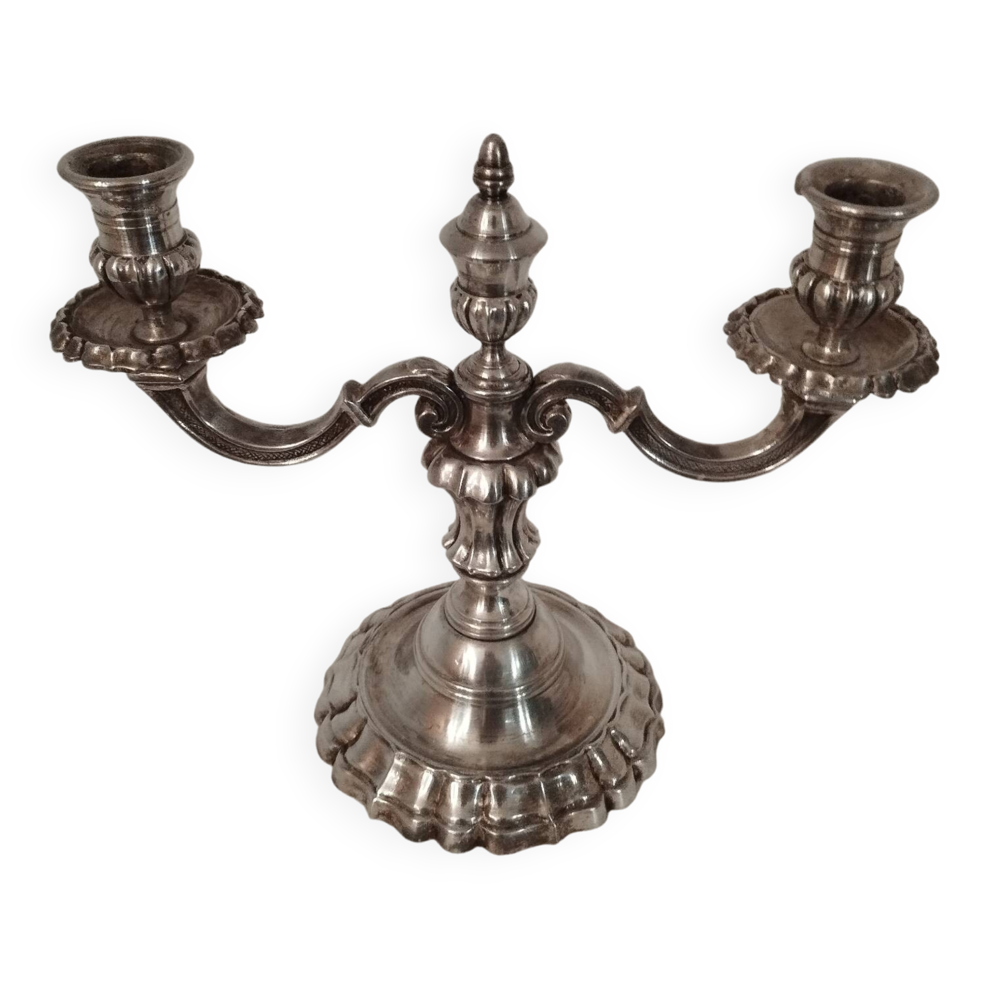19th century silver-plated bronze chandelier