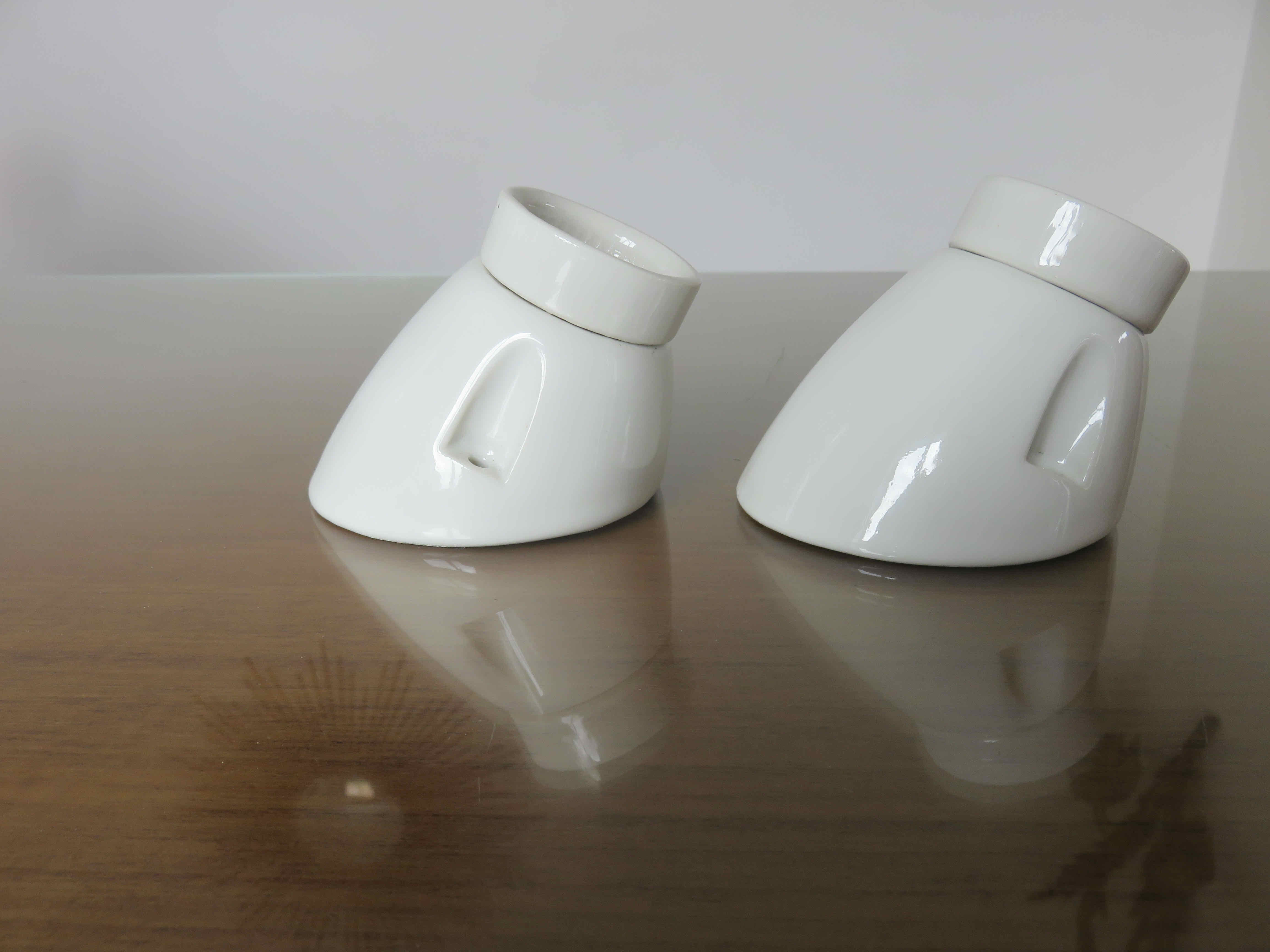Pair of art deco style porcelain wall lamps