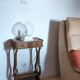 Lyre bedside table, cherry wood, 1960s.