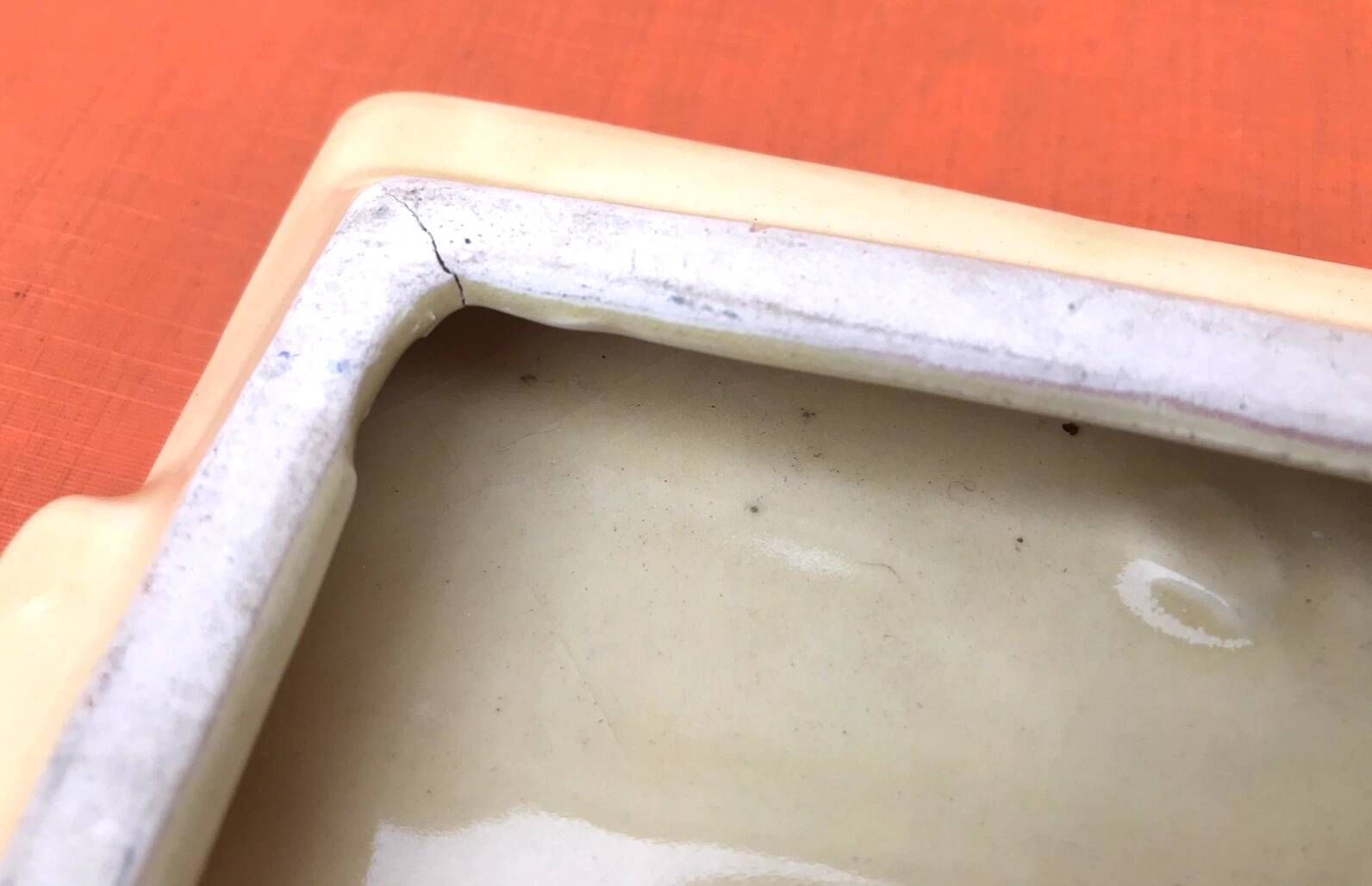 Old glazed ceramic cheese platter Camembert, Blue, Roquefort, Br