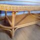 Vintage wicker coffee table and transparent glass tray