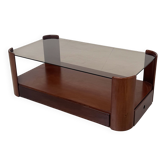 Table basse italienne en bois avec tiroirs 80's