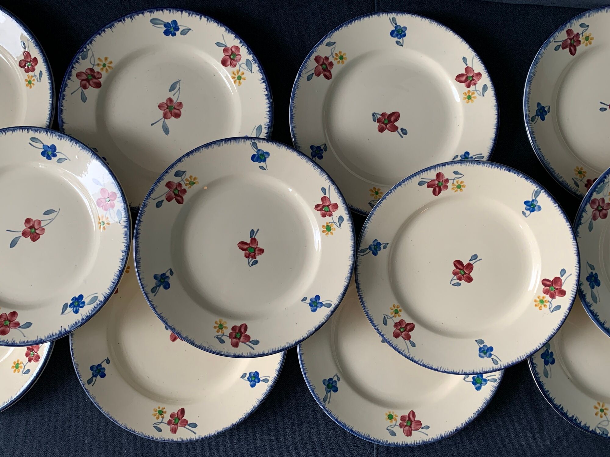 Dessert service 12 plates and 1 dish Mary Lou Digoin Sarreguemines