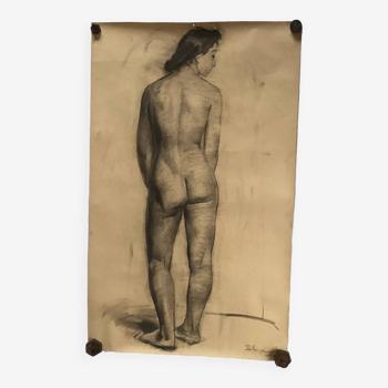 Large drawing of a “Nude” woman signed around the 1940s dimension: height -120 cm - width -