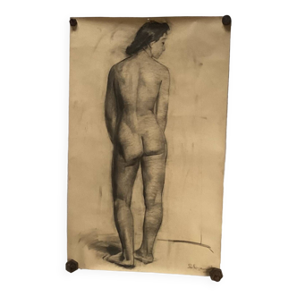 Large drawing of a “Nude” woman signed around the 1940s dimension: height -120 cm - width -